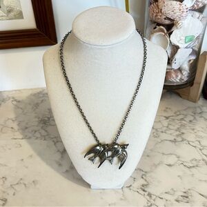 CC Skye Silver Toned Double Bird Statement Necklace